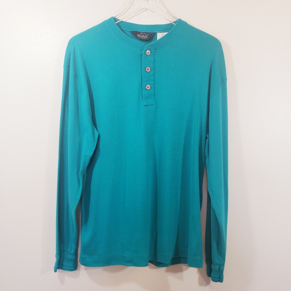 Vintage Woolrich Men's Long Sleeve Shirt Teal L